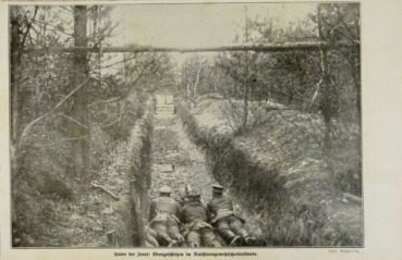 1917 - alter Druck - Hinter der Front: Übungsschießen im Maschinengewehrscheibenstande